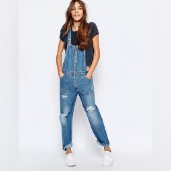 Pull & Bear ASOS Zip Front Denim Overalls - Picture 1 of 11